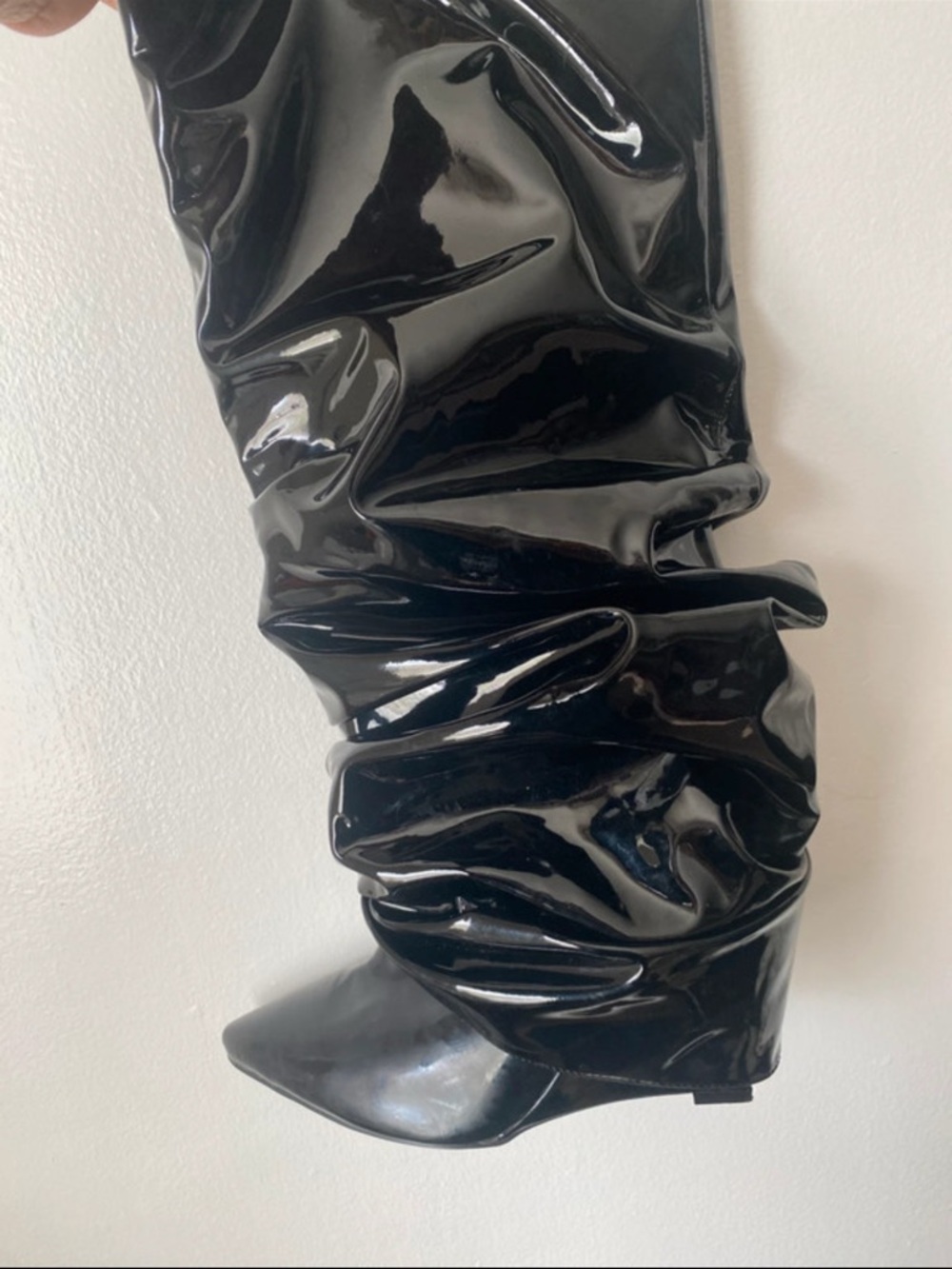 Cape Robbin Black Patent Over-the-Knee Slouch Boots